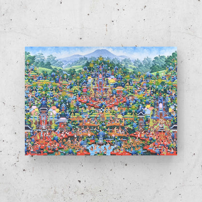 Witness a moment of traditional Balinese celebration with Ceremony by Ketut Soki, an elegant oil on canvas painting. Rich, vibrant colors evoke the joy of the ceremony and the warmth of the Balinese culture. Luxuriate in the beauty of this timeless piece and be forever connected to a special moment in time.